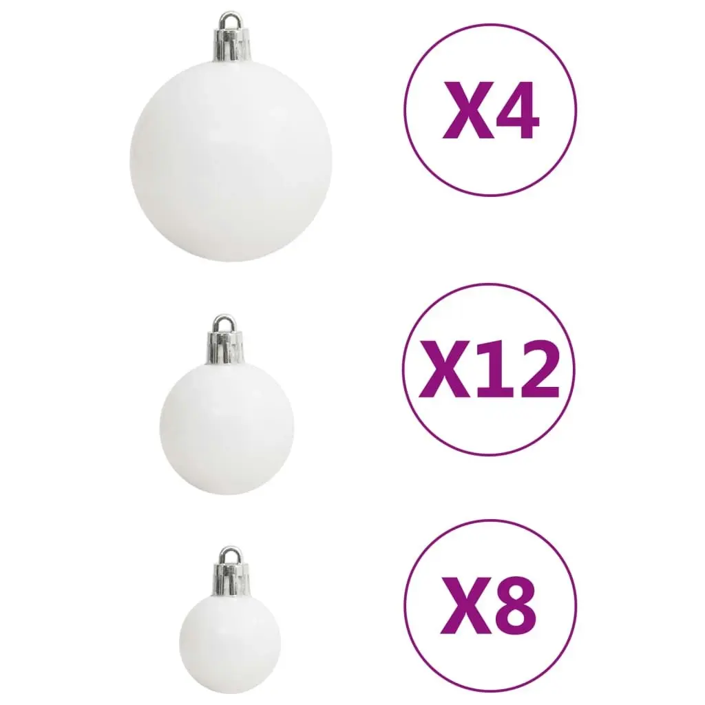 111 Piece Christmas Bauble Set White and Grey Polystyrene 356113