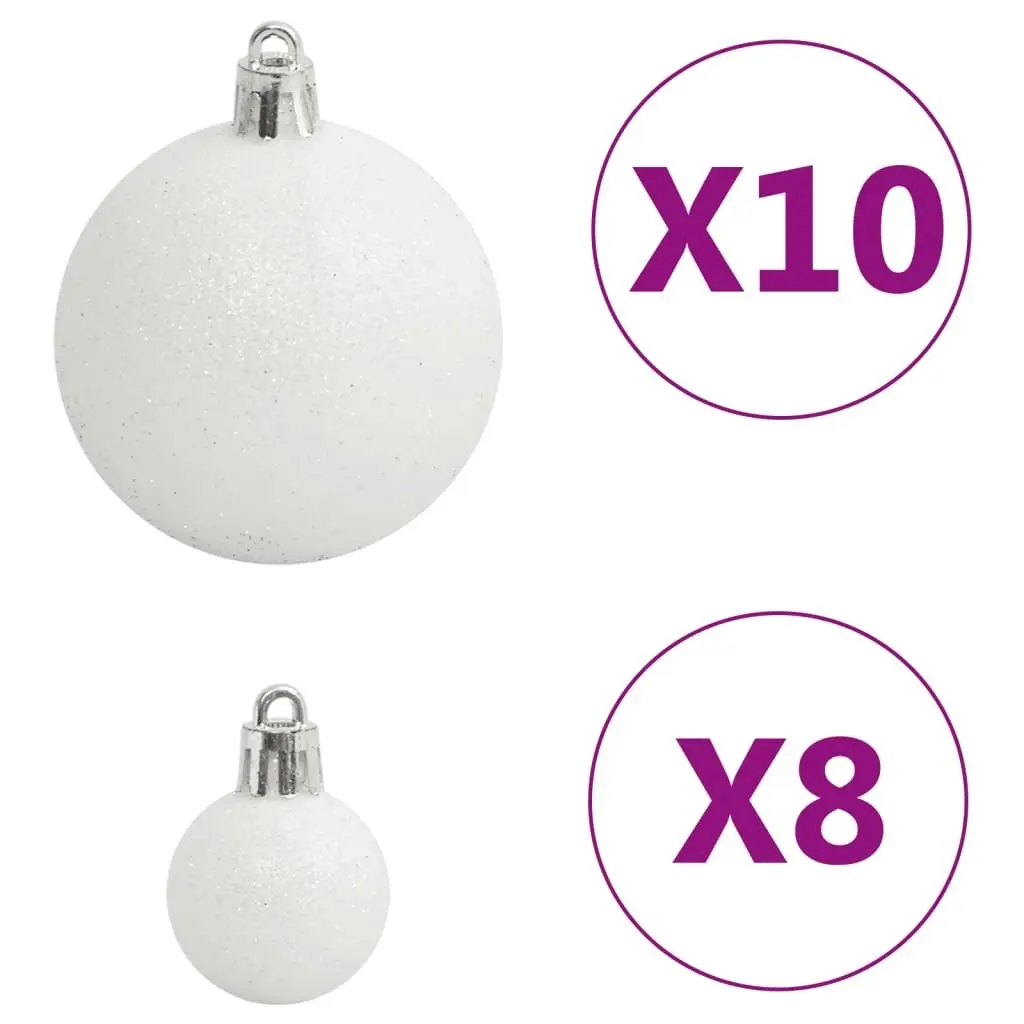 111 Piece Christmas Bauble Set White and Grey Polystyrene 356113