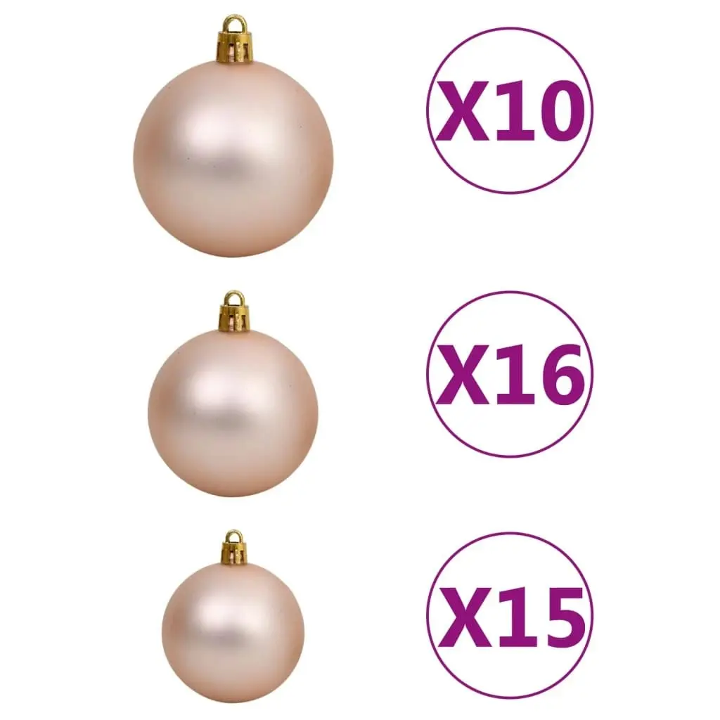 120 Piece Christmas Ball Set with Peak and 300 LEDs Rose Gold 330098