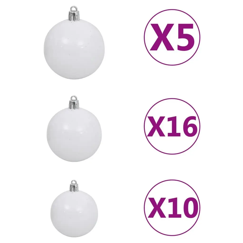 120 Piece Christmas Ball Set with Peak and 300 LEDs White&Gey 330100