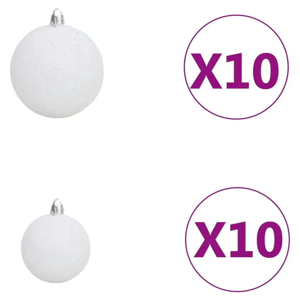 120 Piece Christmas Ball Set with Peak and 300 LEDs White&Gey 330100