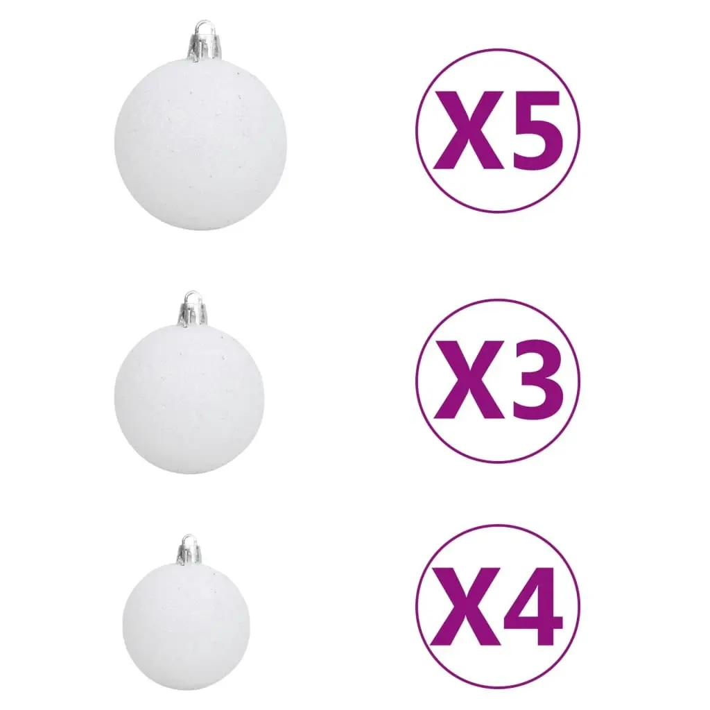 61 Piece Christmas Ball Set with Peak and 150 LEDs White&Gey 330099