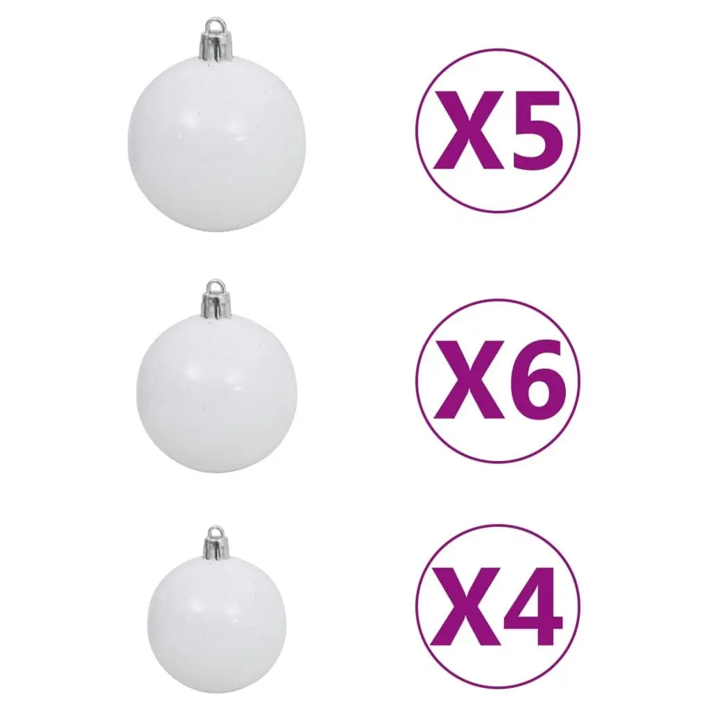 61 Piece Christmas Ball Set with Peak and 150 LEDs White&Gey 330099