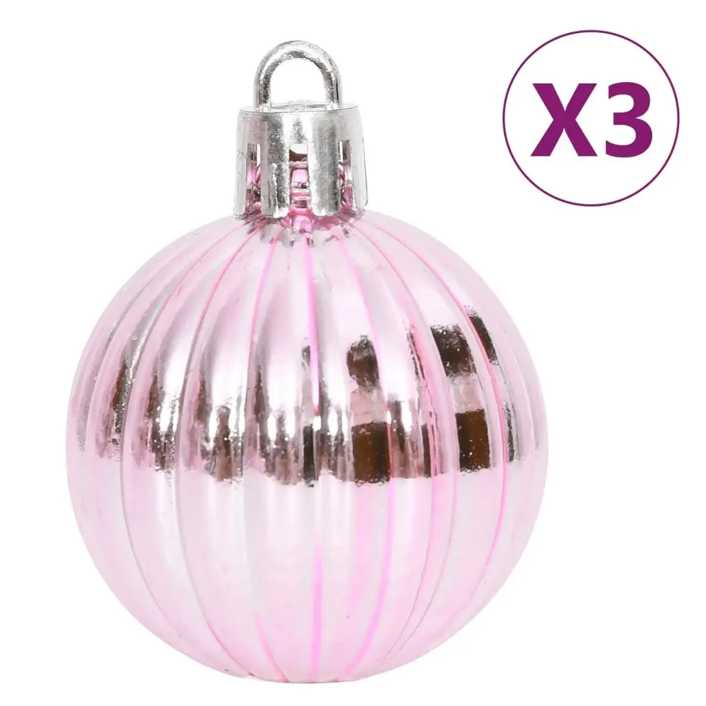 65 Piece Christmas Bauble Set Pink/Red/White 330087