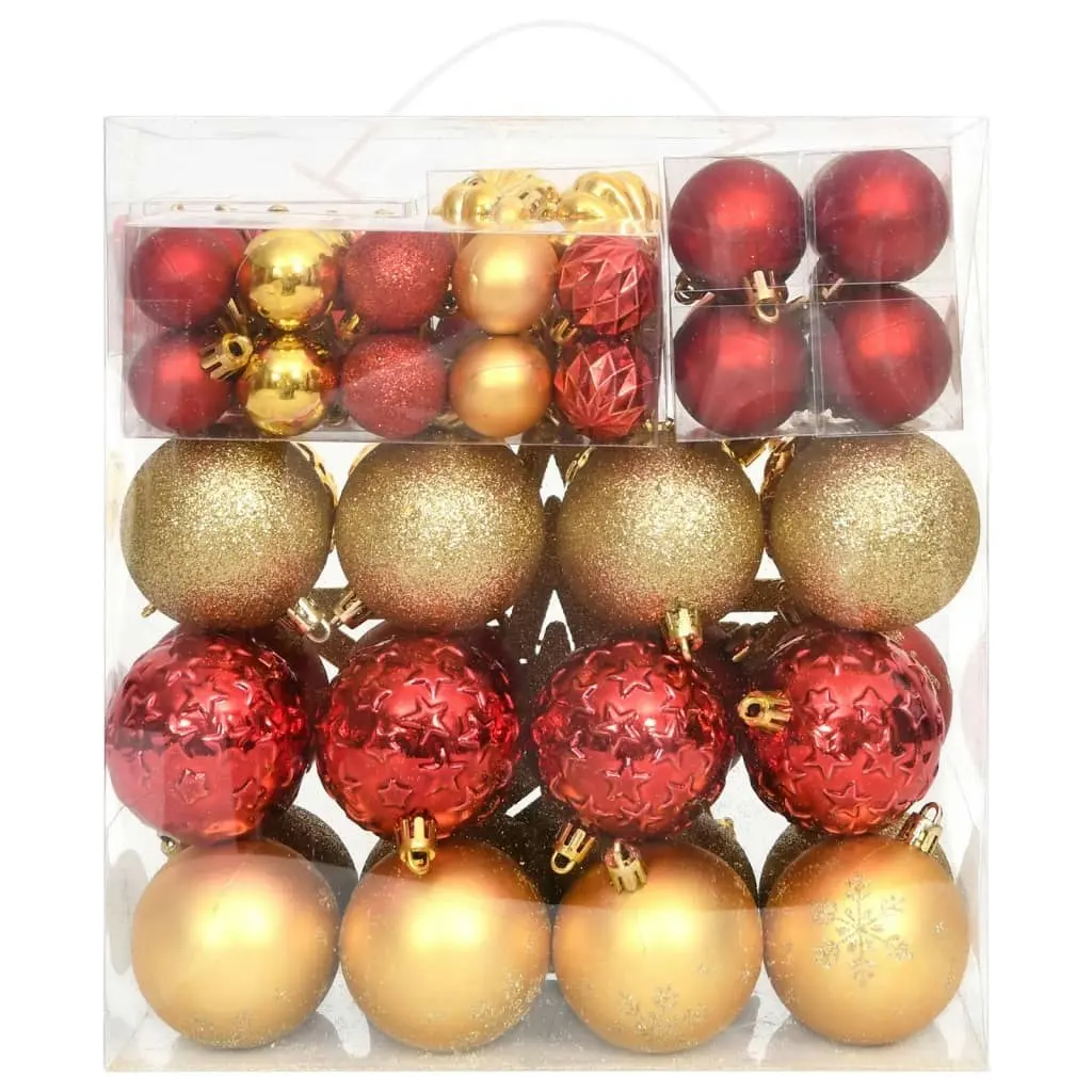 70 Piece Christmas Bauble Set Gold and Red 330088