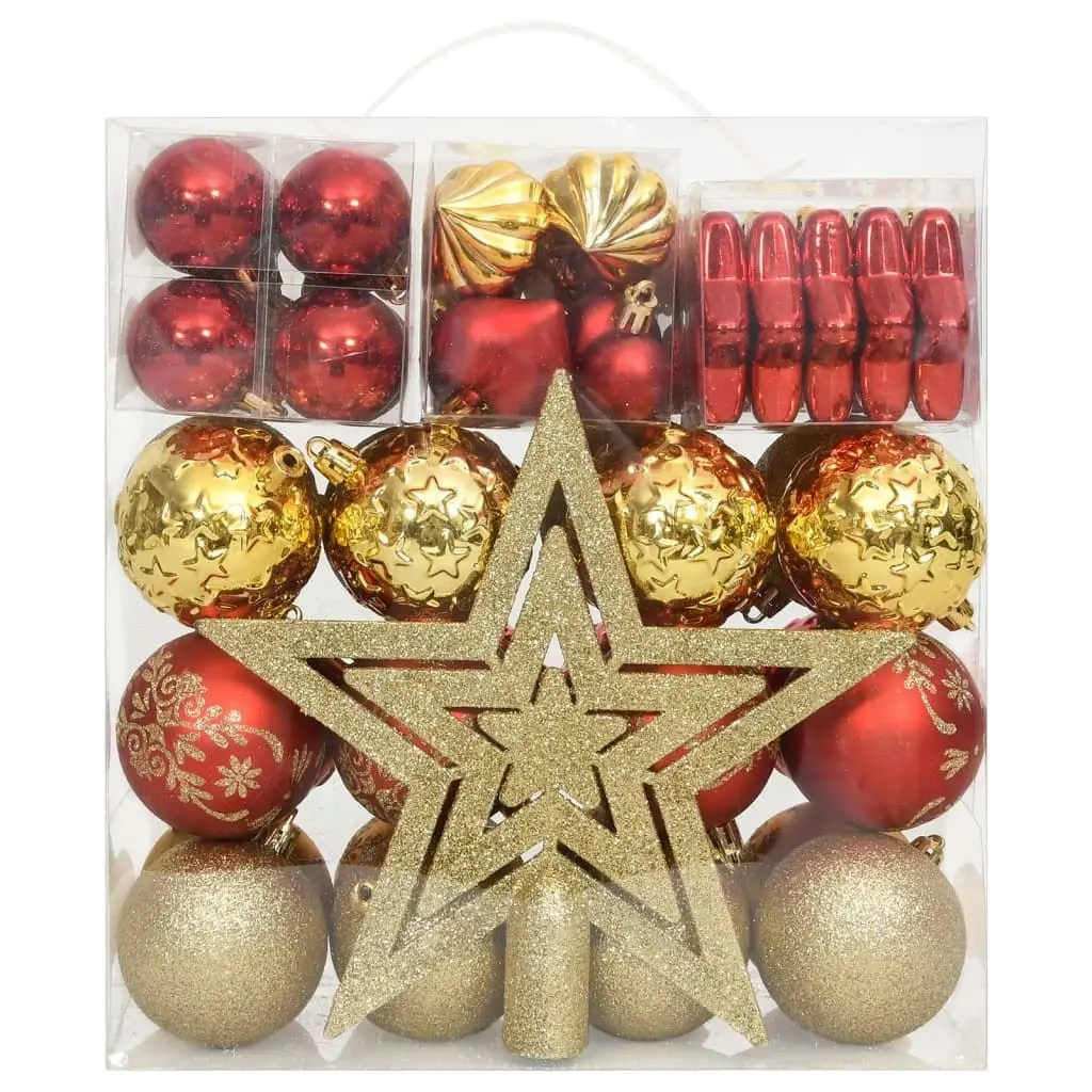 70 Piece Christmas Bauble Set Gold and Red 330088