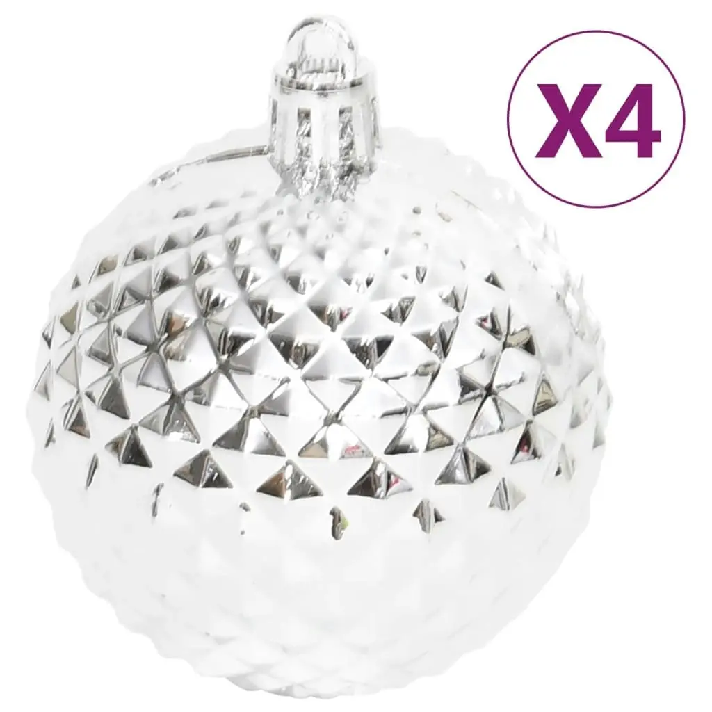 70 Piece Christmas Bauble Set Silver and White 330090