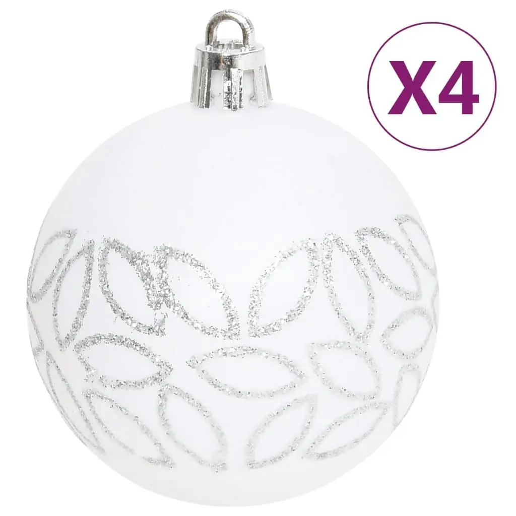 70 Piece Christmas Bauble Set Silver and White 330090