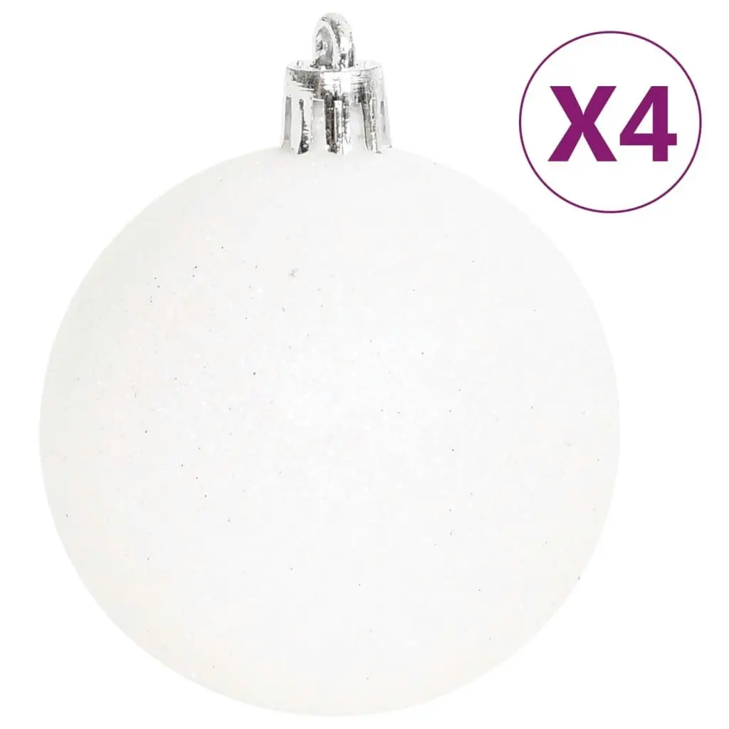 70 Piece Christmas Bauble Set Silver and White 330090