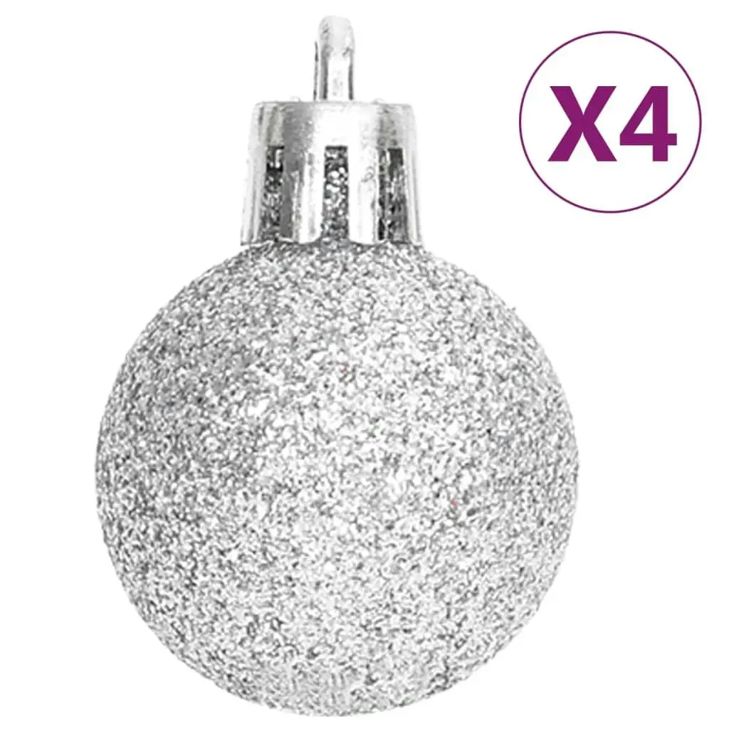 70 Piece Christmas Bauble Set Silver and White 330090