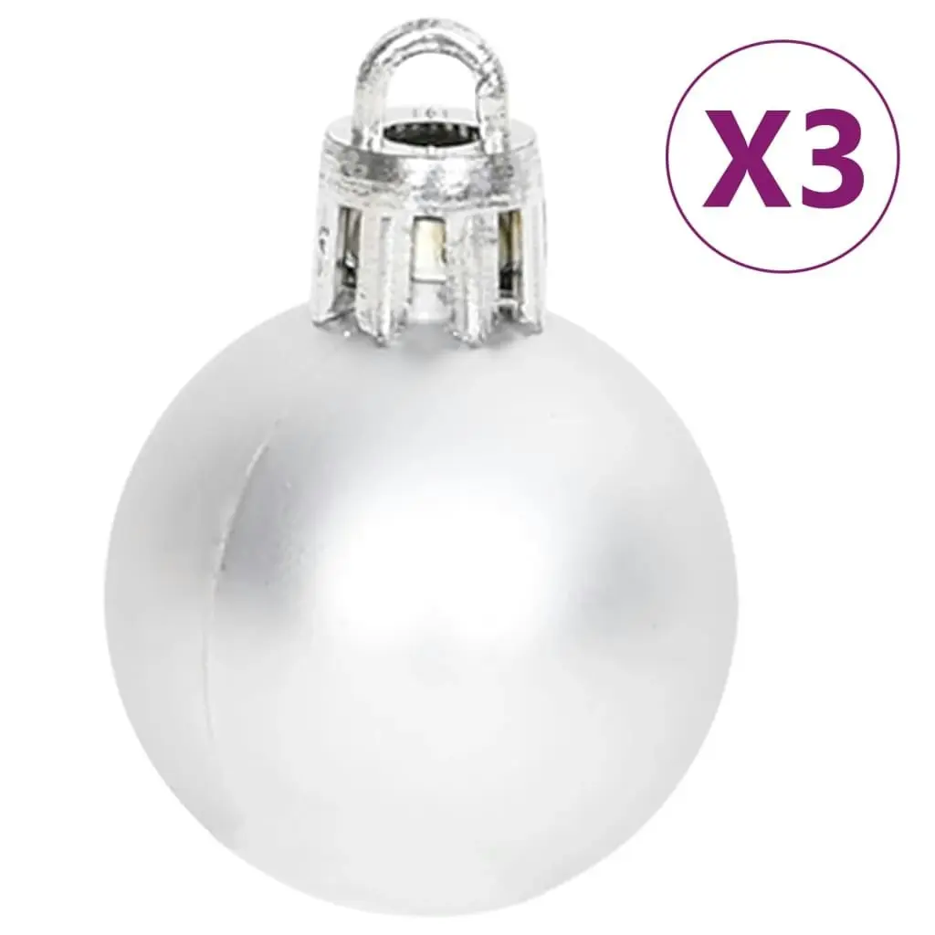 70 Piece Christmas Bauble Set Silver and White 330090