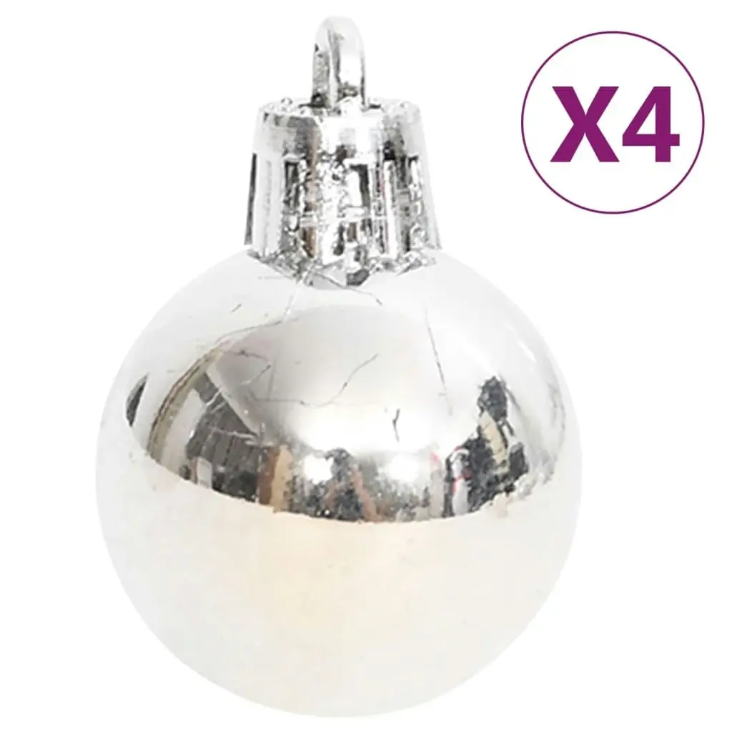 70 Piece Christmas Bauble Set Silver and White 330090