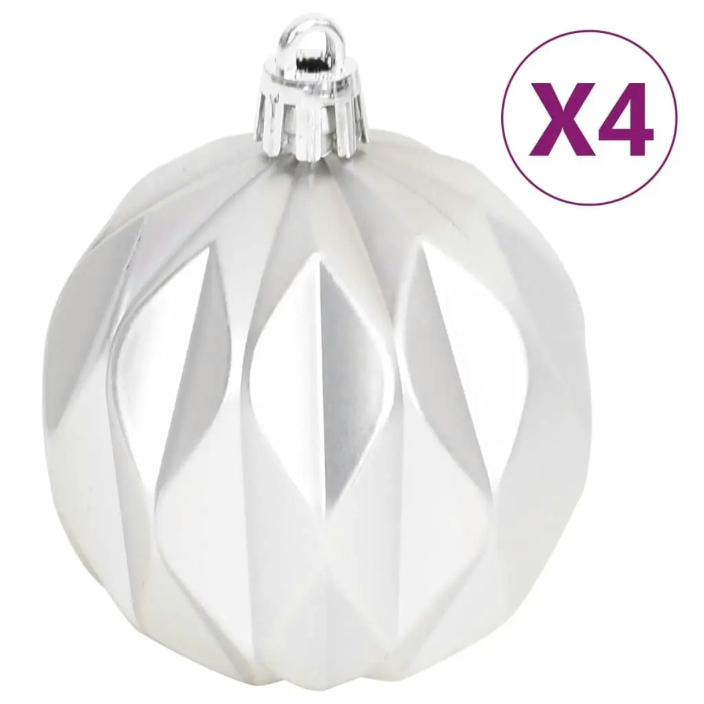 70 Piece Christmas Bauble Set Silver and White 330090