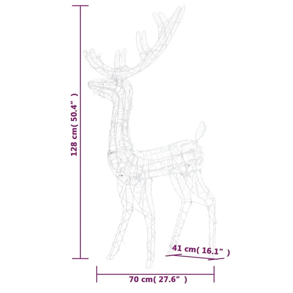 Acrylic Reindeer Christmas Decoration 140 LEDs 120 cm Warm White 329781