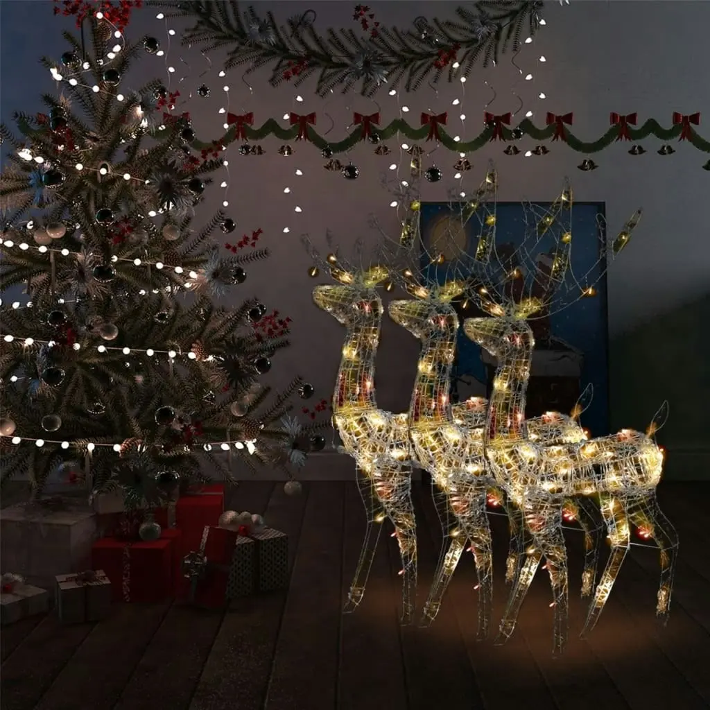 Acrylic Reindeer Christmas Decorations 3 pcs 120cm Multicolour 3154352