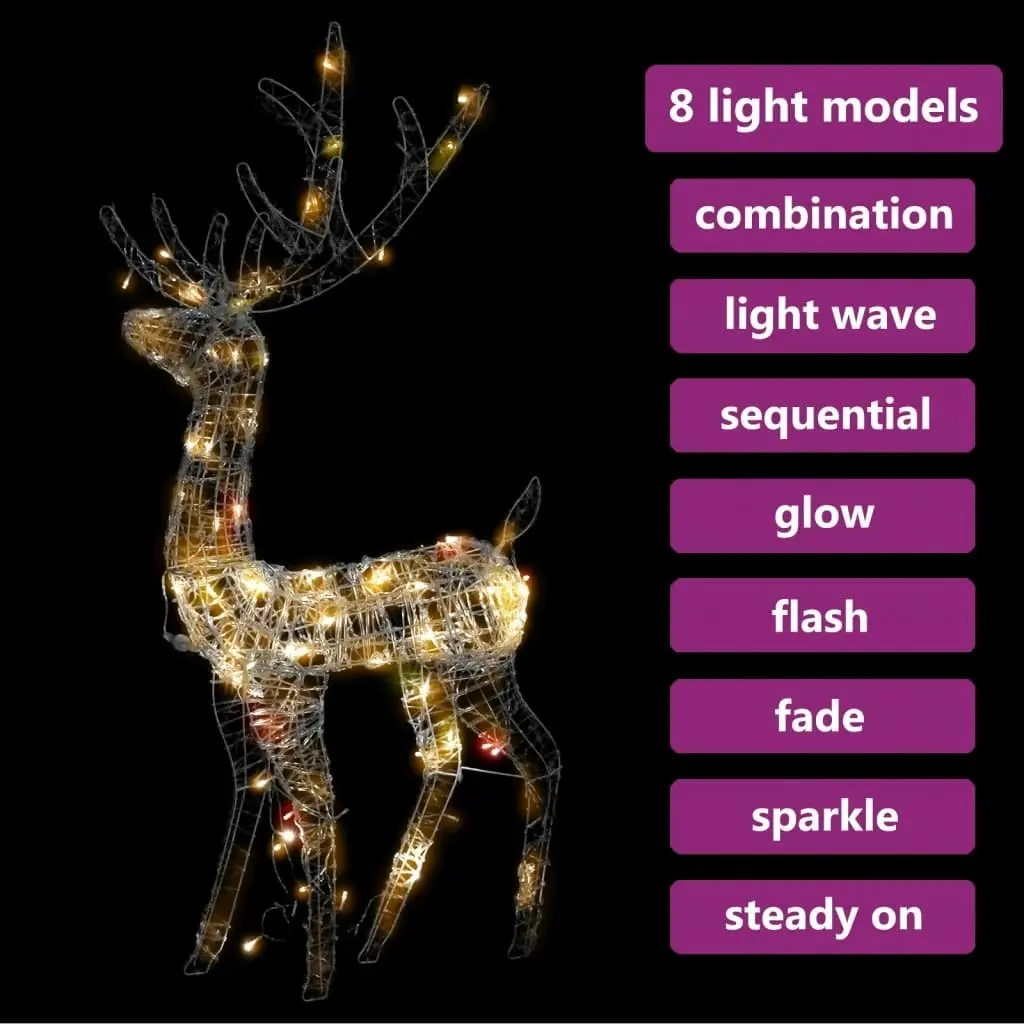 Acrylic Reindeer Christmas Decoration 140 LEDs 120 cm Colourful 329784