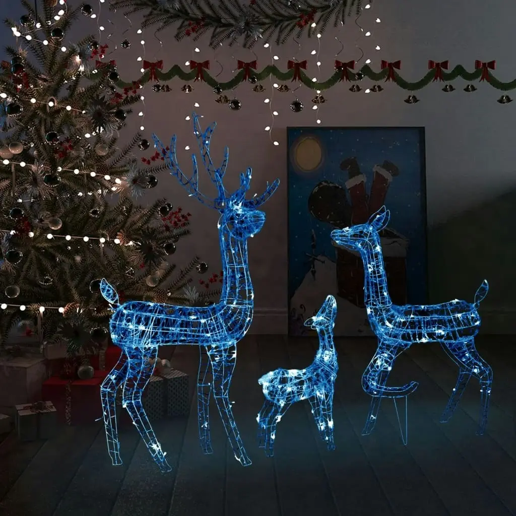 Acrylic Reindeer Family Christmas Decoration 300 LED Blue 329795