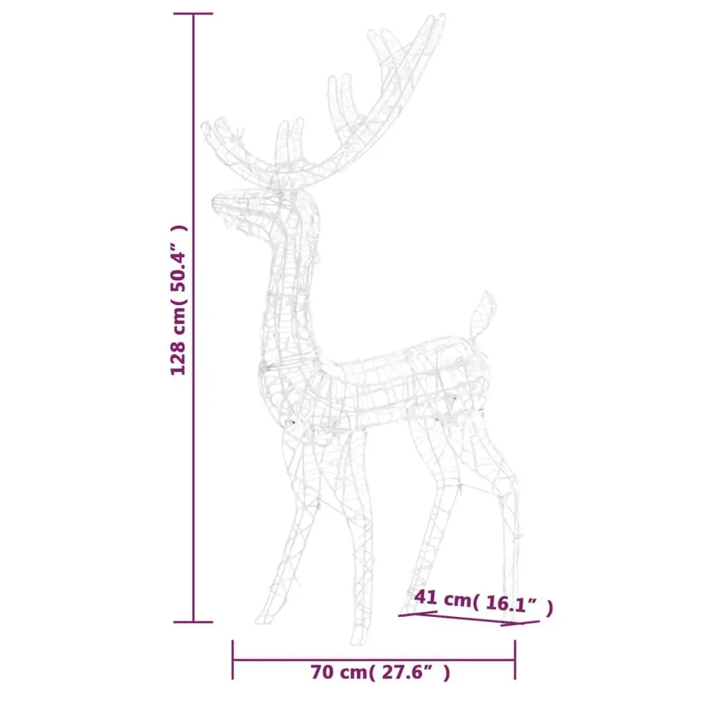 Acrylic Reindeer Christmas Decoration 140 LEDs 120 cm Blue 329783