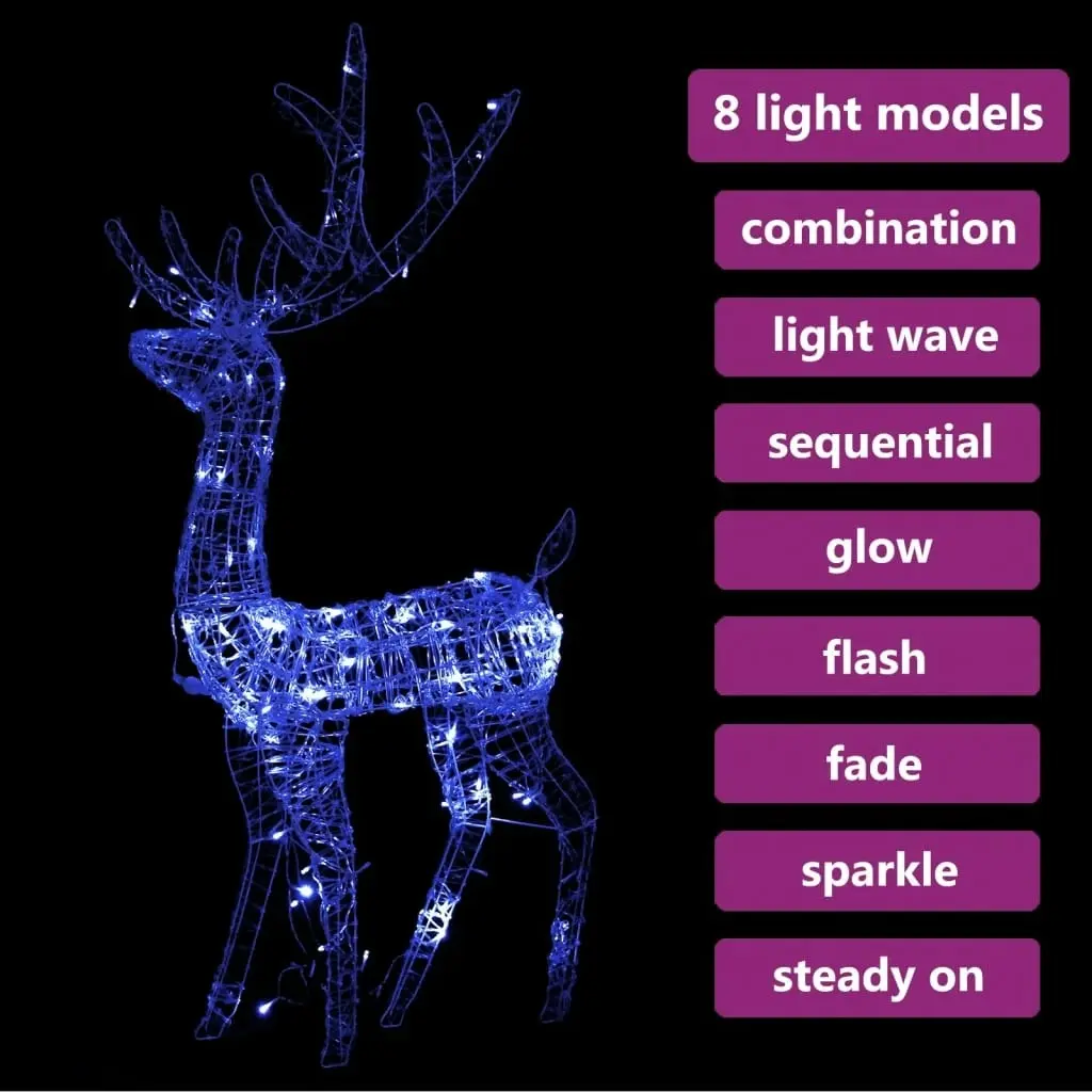 Acrylic Reindeer Christmas Decoration 140 LEDs 120 cm Blue 329783