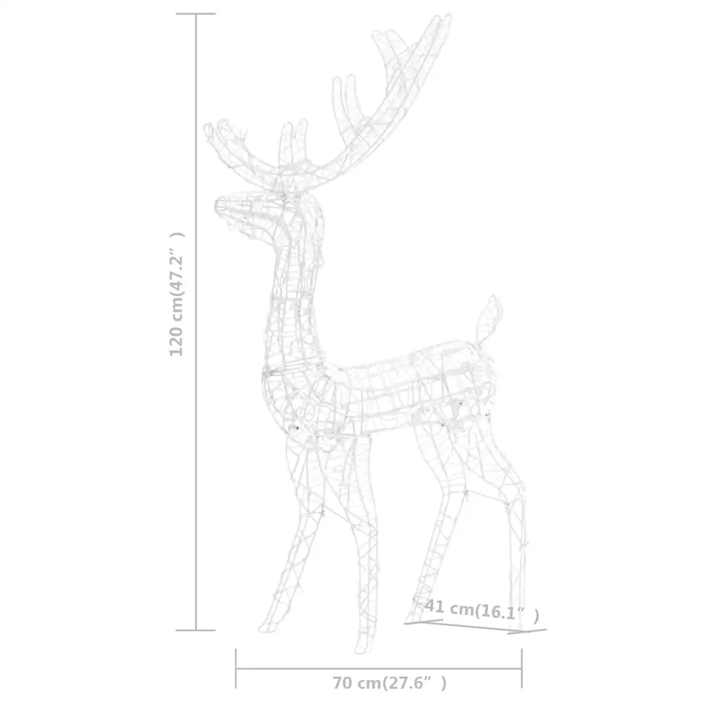 Acrylic Reindeer Christmas Decoration 140 LEDs 120 cm Cold White 329782