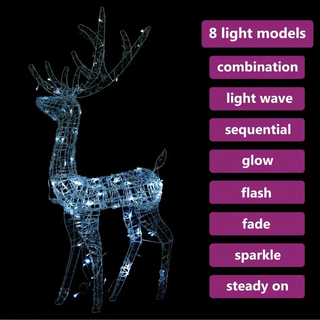 Acrylic Reindeer Christmas Decoration 140 LEDs 120 cm Cold White 329782