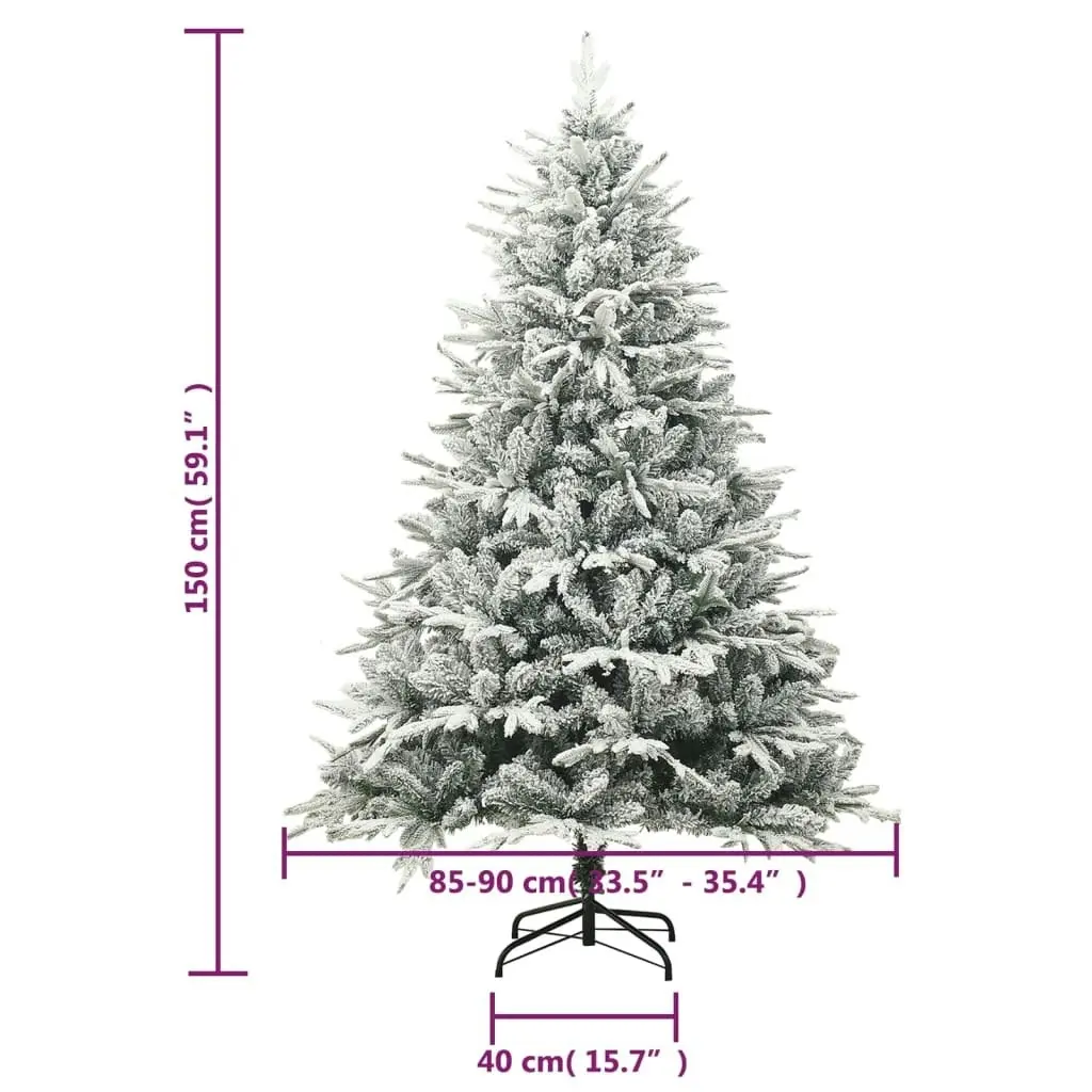 Artificial Christmas Tree LED&Ball Set&Flocked Snow 150 cm PVC&PE 3077928