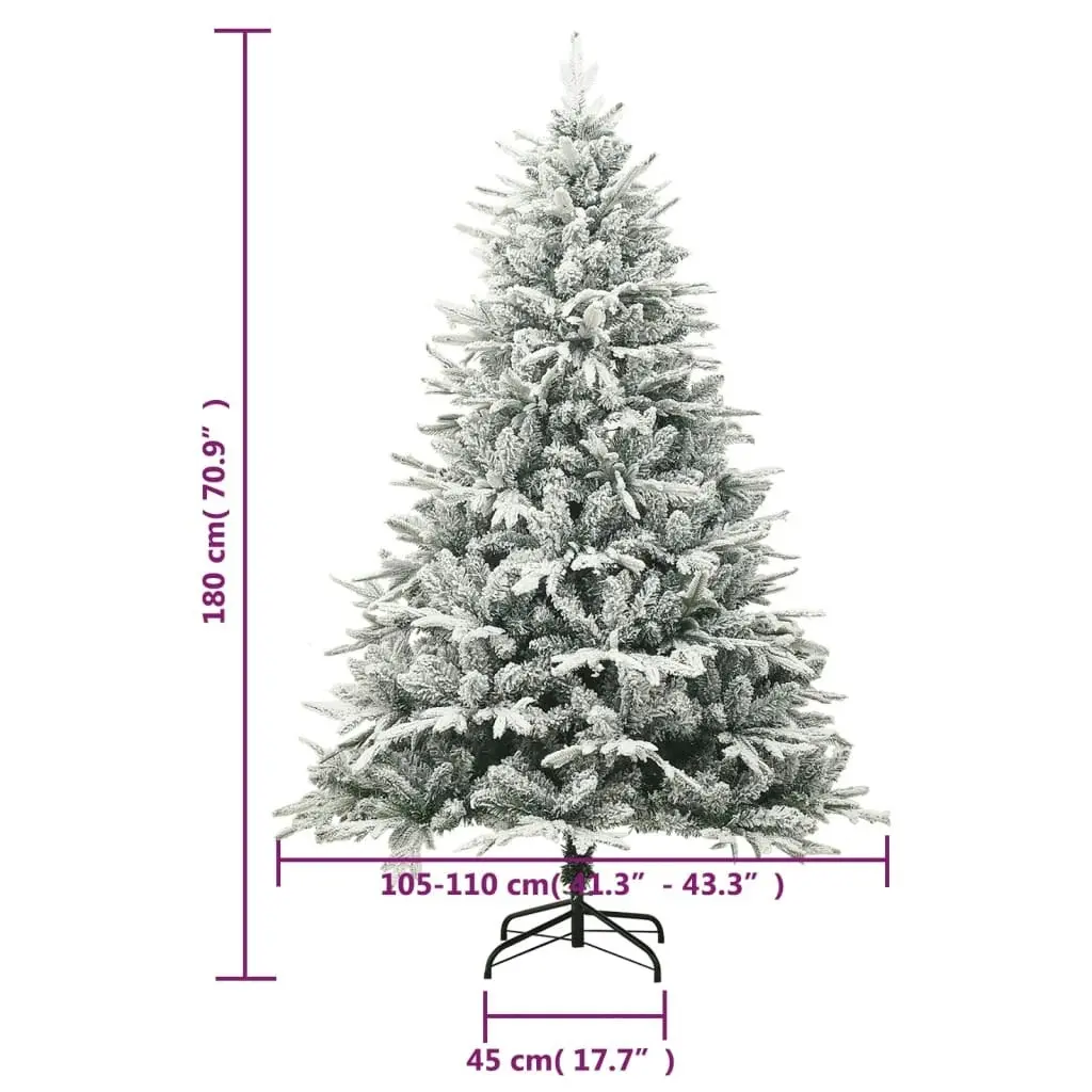 Artificial Christmas Tree LED&Ball Set&Flocked Snow 180 cm PVC&PE 3077929