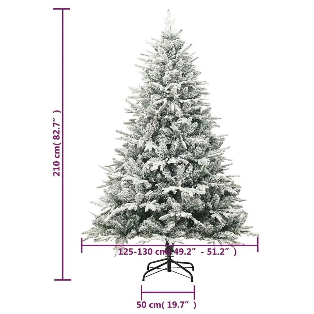 Artificial Christmas Tree LED&Ball Set&Flocked Snow 210 cm PVC&PE 3077930