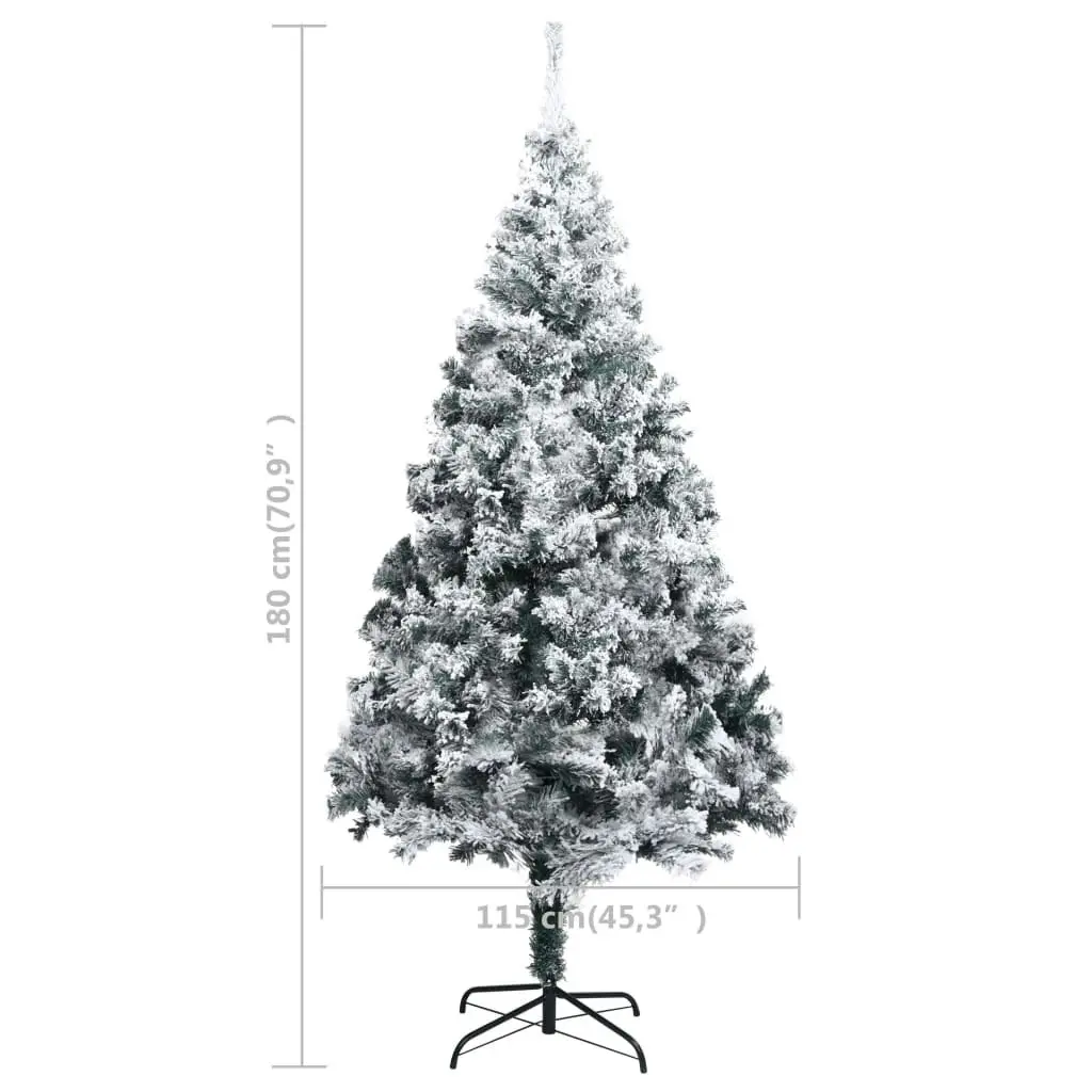 Artificial Christmas Tree with Flocked Snow Green 180 cm PVC 320964