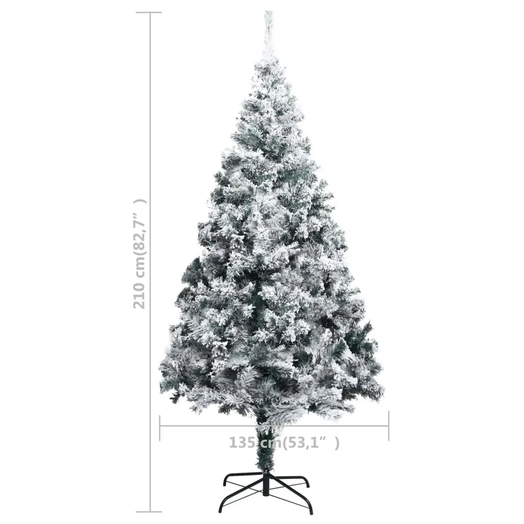 Artificial Christmas Tree with Flocked Snow Green 210 cm PVC 320965