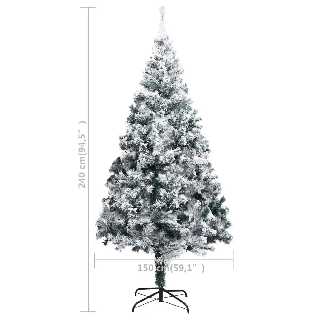 Artificial Christmas Tree with Flocked Snow Green 240 cm PVC 320966