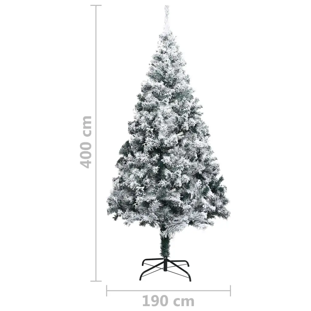 Artificial Christmas Tree with Flocked Snow Green 400cm PVC 328479