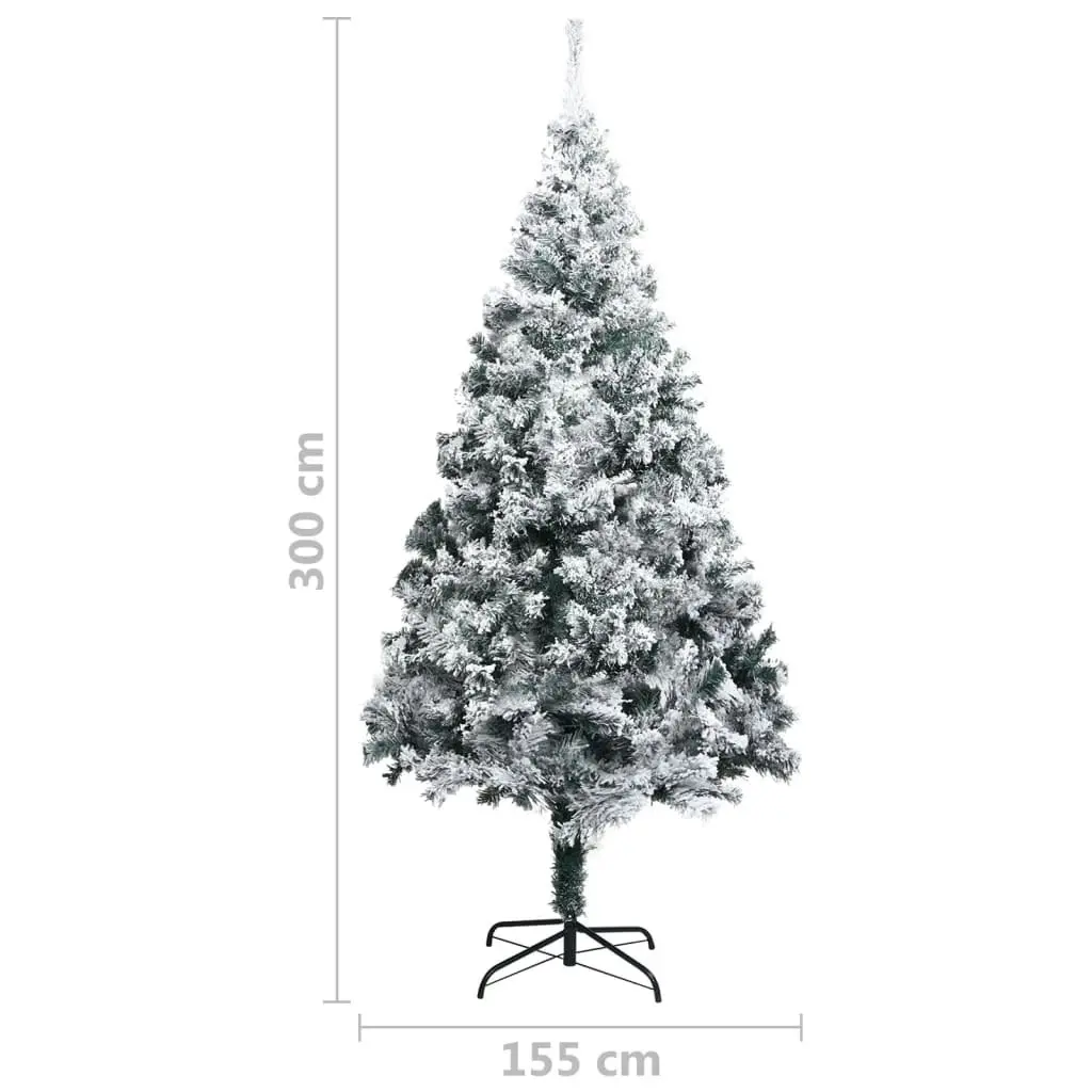 Artificial Christmas Tree with Flocked Snow Green 300 cm PVC 328478