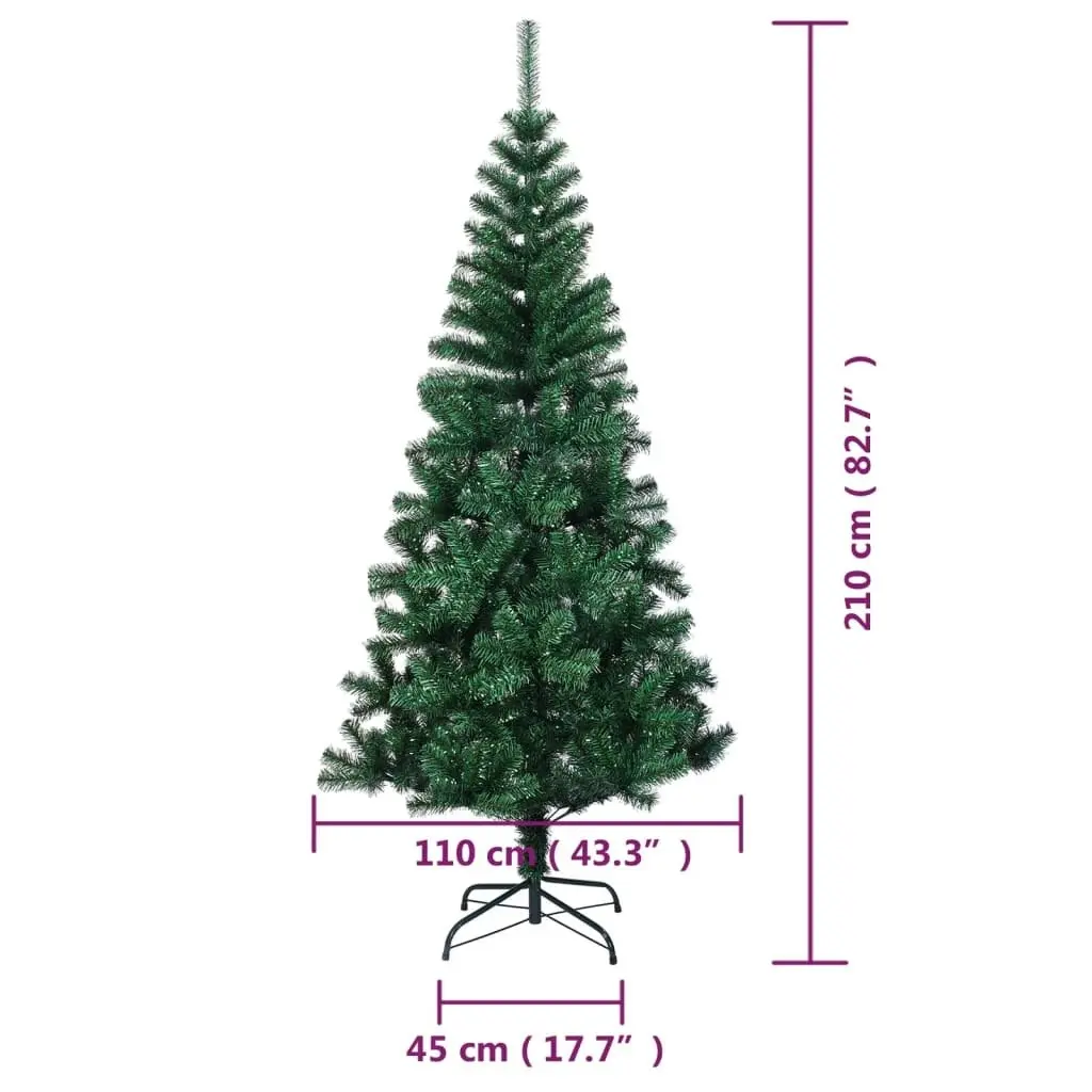 Artificial Christmas Tree with Iridescent Tips Green 210 cm PVC 344641