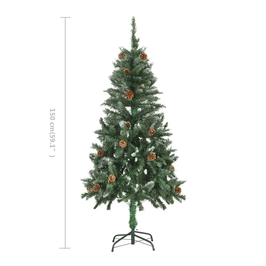 Artificial Christmas Tree with Pine Cones and White Glitter 150 cm 284317