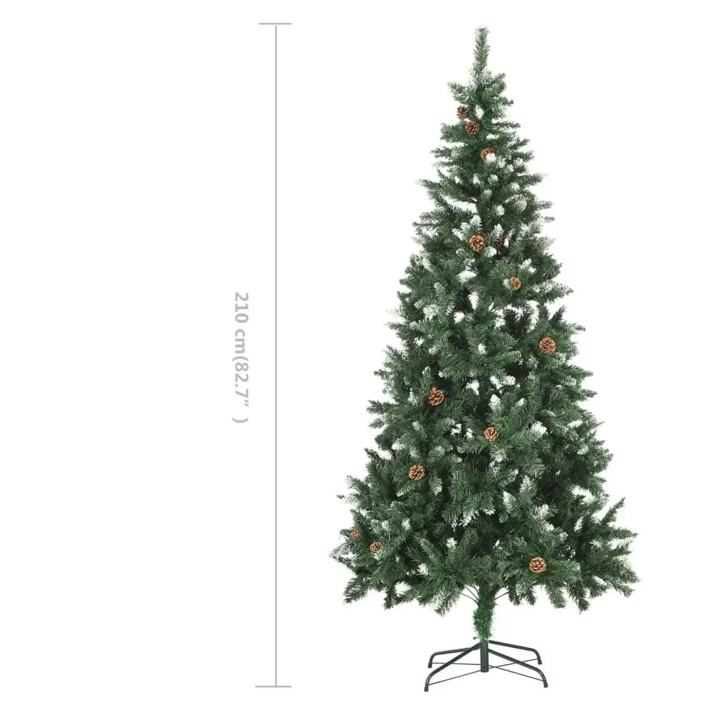 Artificial Christmas Tree with Pine Cones and White Glitter 210 cm 284319