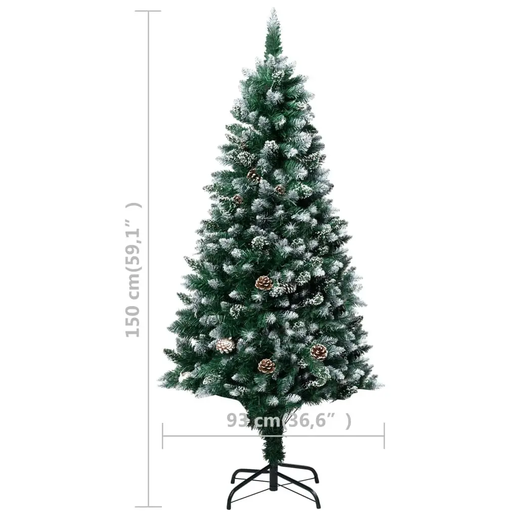 Artificial Christmas Tree with Pine Cones and White Snow 150 cm 321015