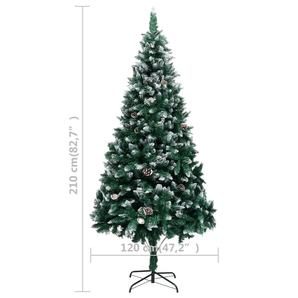 Artificial Christmas Tree with Pine Cones and White Snow 210 cm 321017