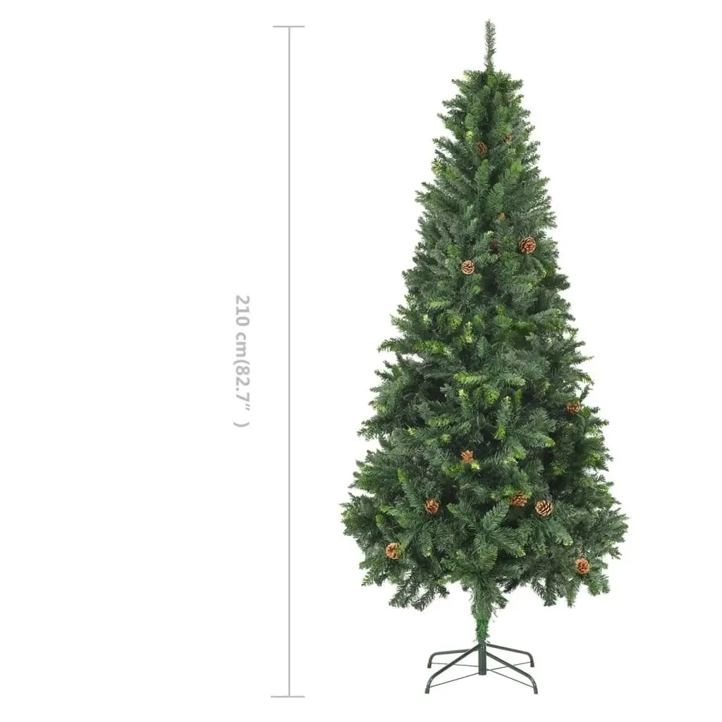 Artificial Christmas Tree with Pine Cones Green 210 cm 284316