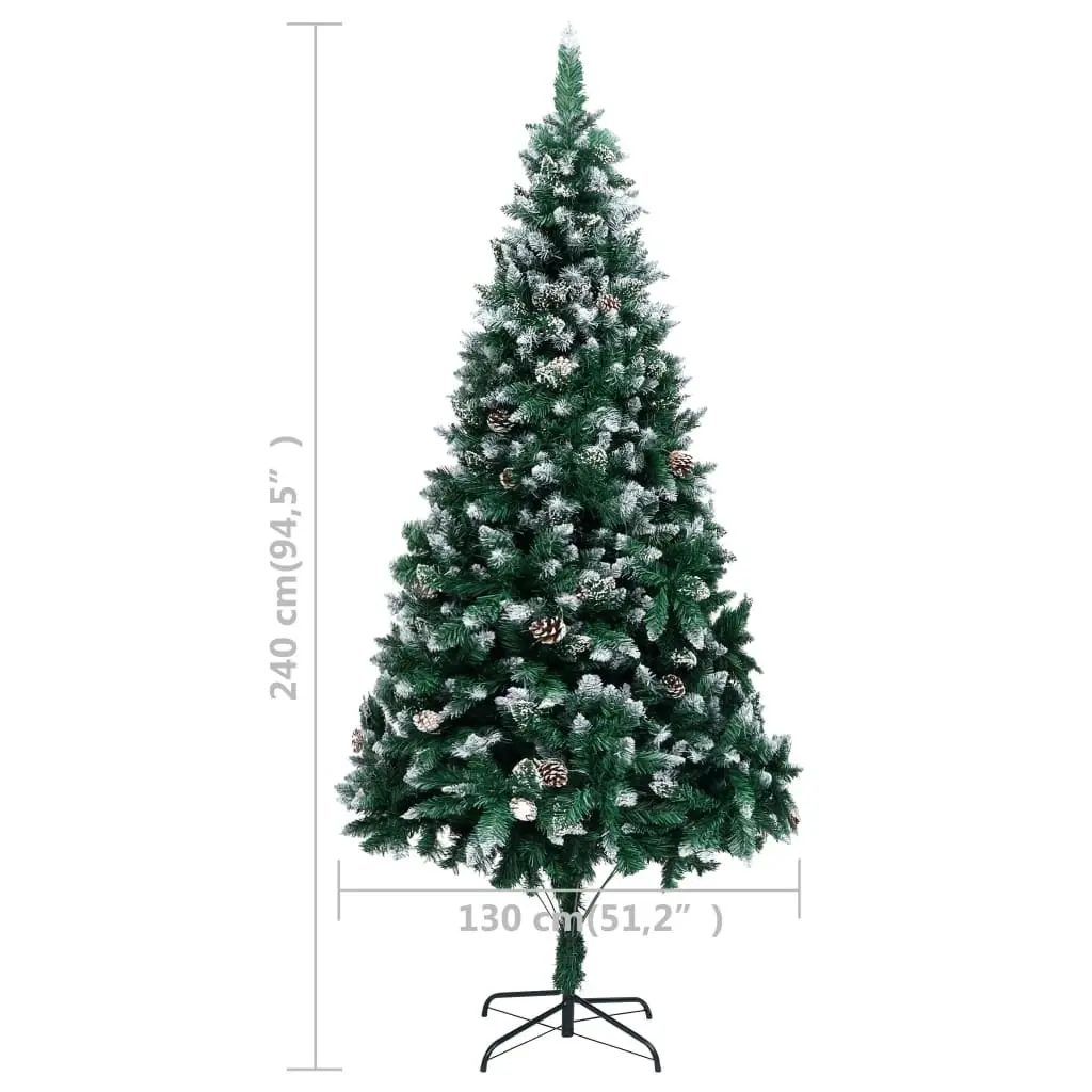 Artificial Christmas Tree with Pine Cones and White Snow 240 cm 321018