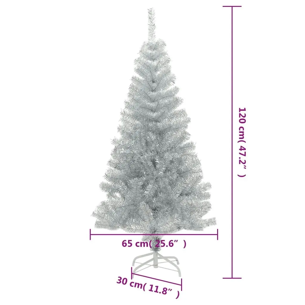 Artificial Christmas Tree with Stand Silver 120 cm PET 329187