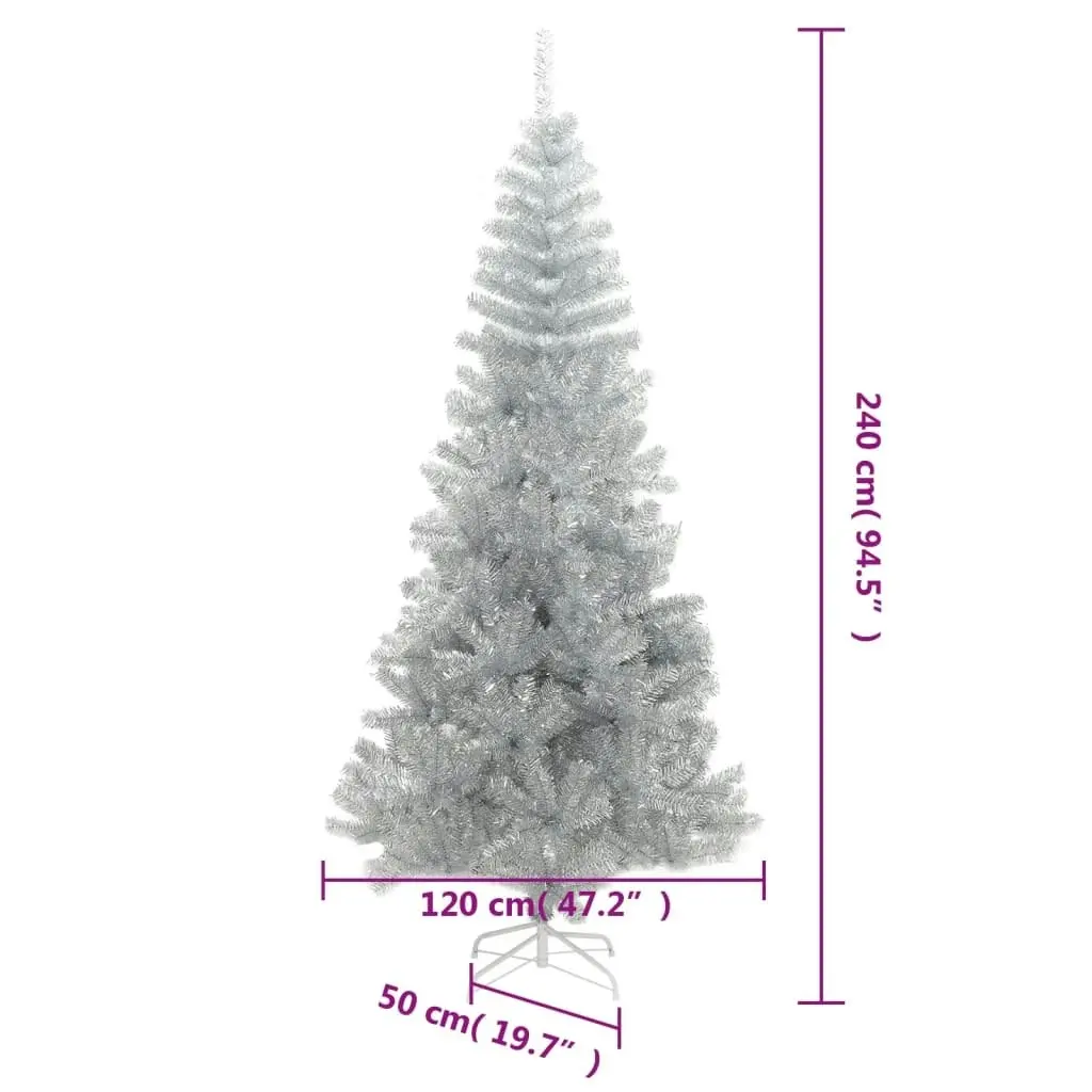 Artificial Christmas Tree with Stand Silver 240 cm PET 329188