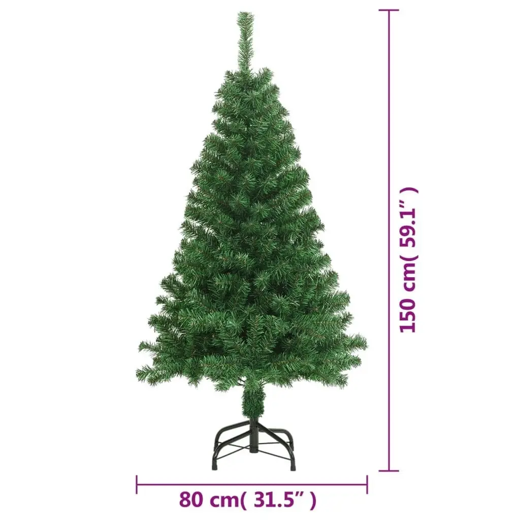 Artificial Christmas Tree with Thick Branches Green 150 cm PVC 321034