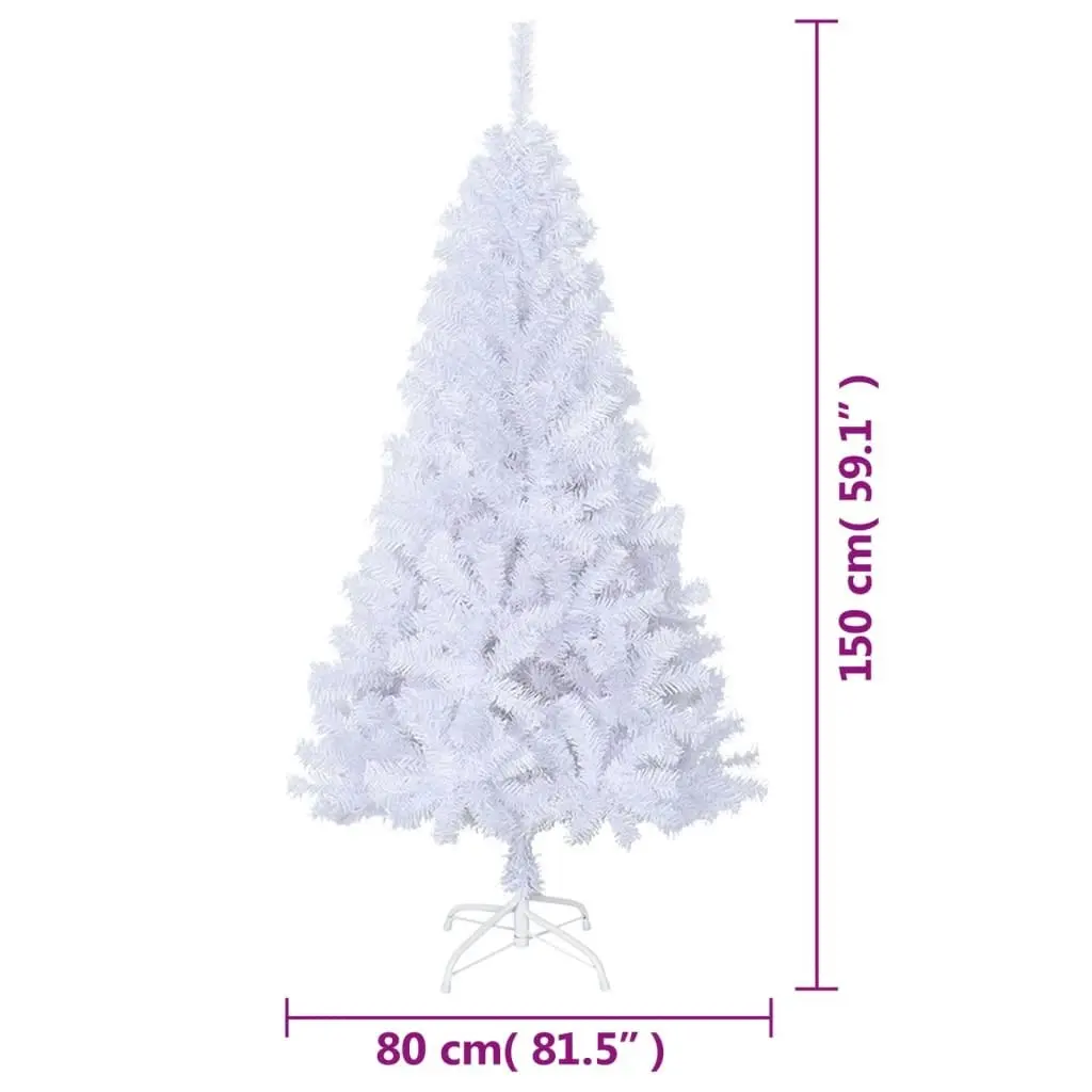 Artificial Christmas Tree with Thick Branches White 150 cm PVC 321038