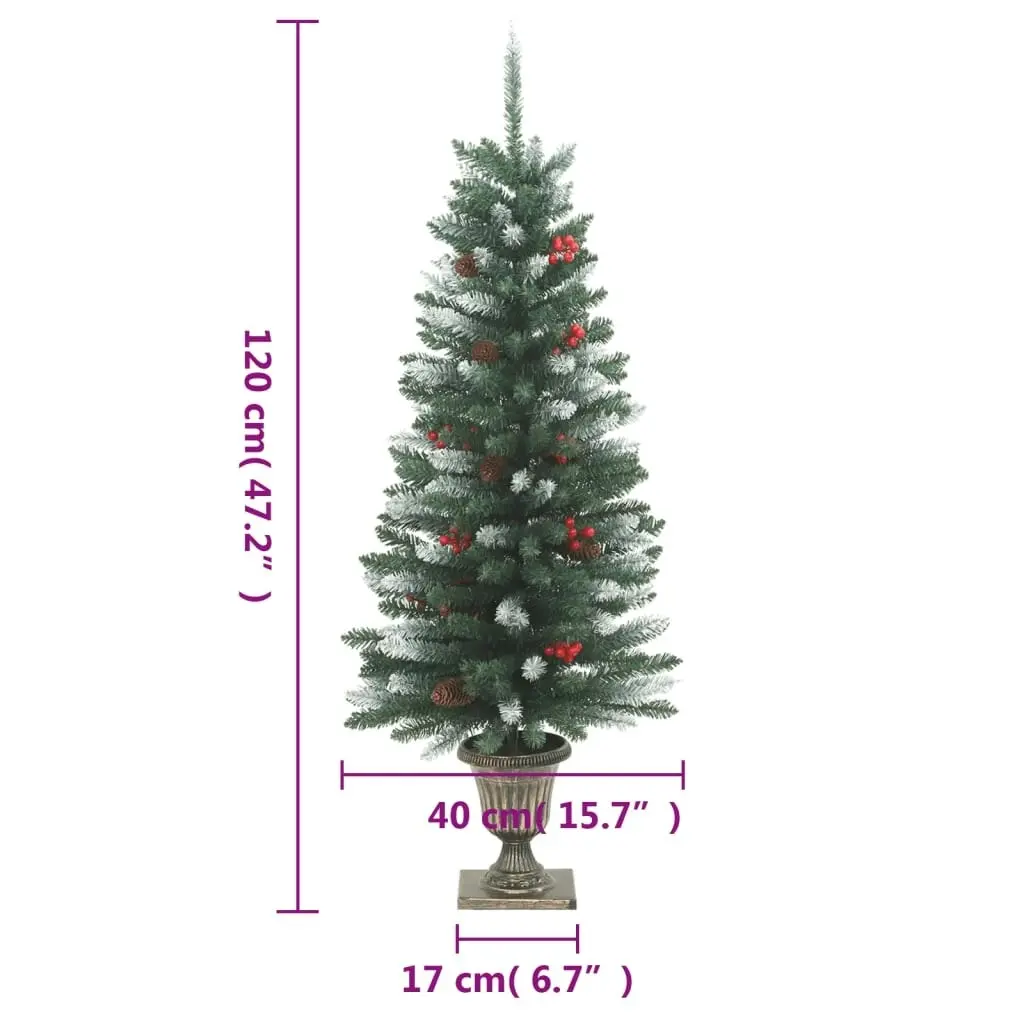 Artificial Christmas Trees 2 pcs 100 LEDs Green and White 120 cm 357771