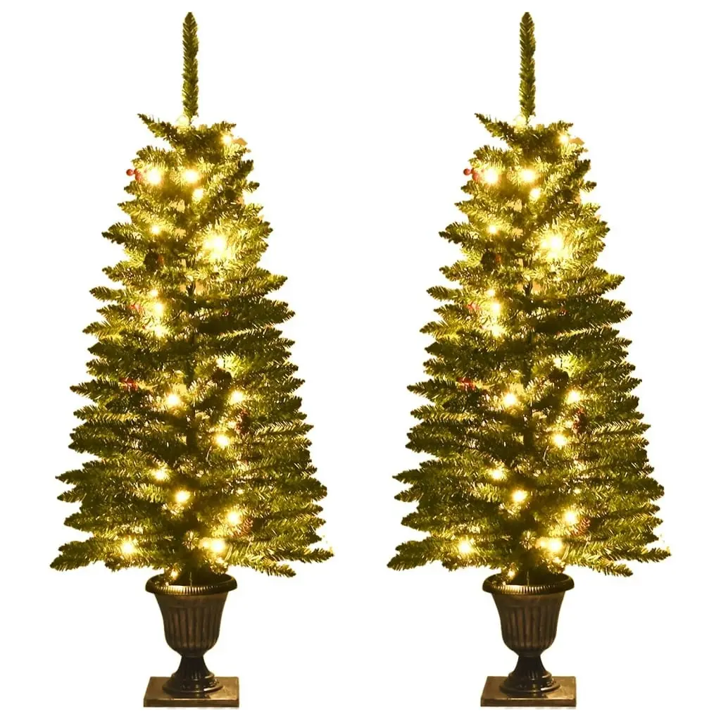 Artificial Christmas Trees 2 pcs with Wreath, Garland and LEDs 344648