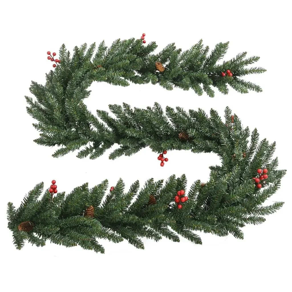 Artificial Christmas Trees 2 pcs with Wreath, Garland and LEDs 344648