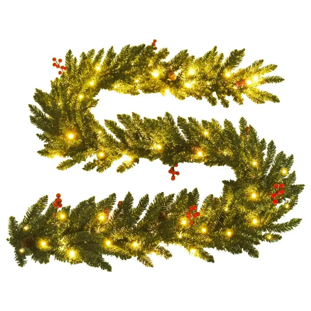 Artificial Christmas Trees 2 pcs with Wreath, Garland and LEDs 344648