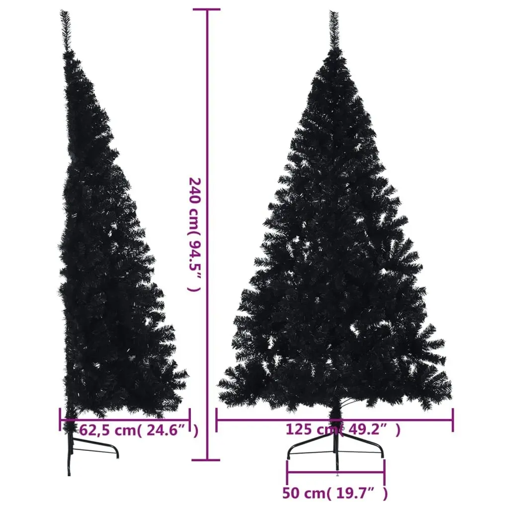 Artificial Half Christmas Tree with Stand Black 240 cm PVC 344679