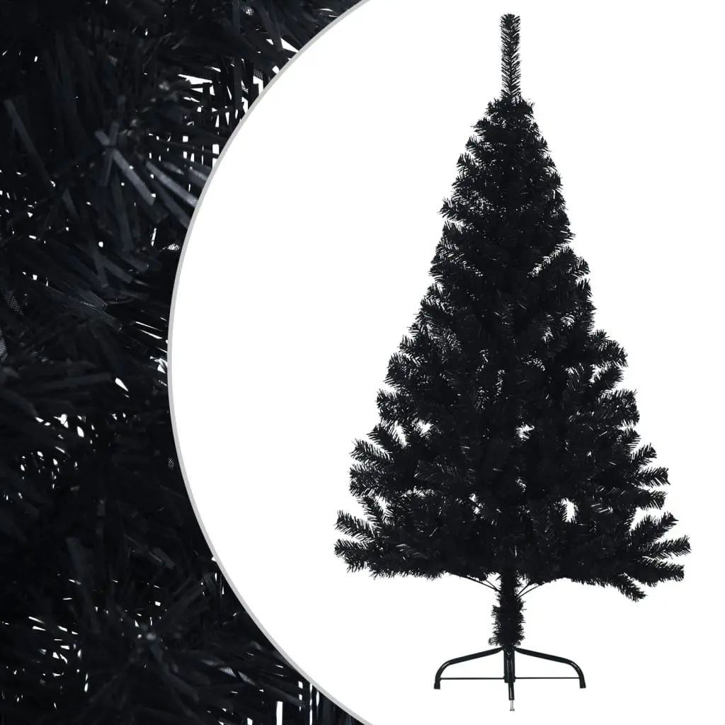 Artificial Half Christmas Tree with Stand Black 120 cm PVC 344675